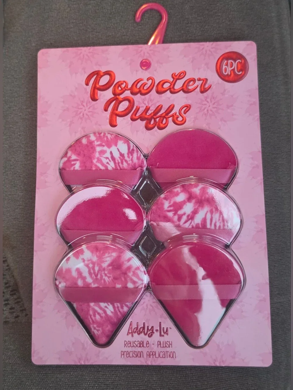 Addy-Lu 6pk Pink & White Plush Powder Puffs - BNIB